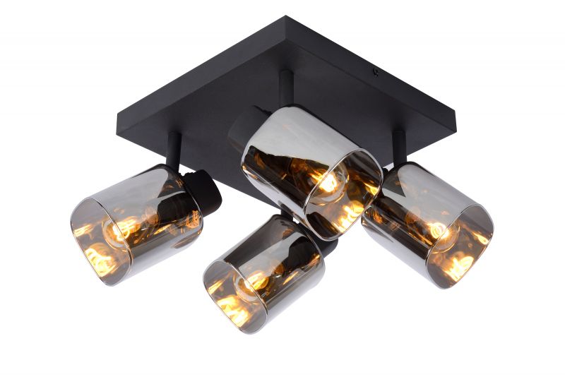 ALION Ceiling spot light 4x E14 Black/Smoke Glass