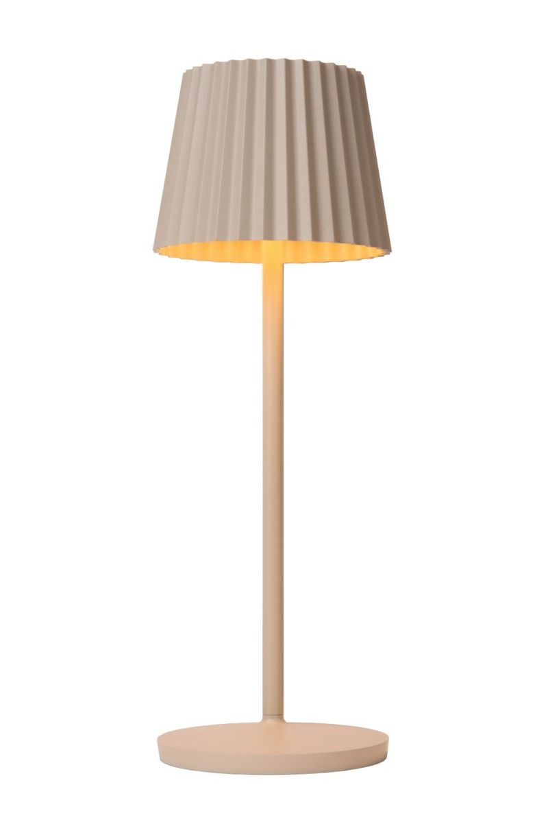 Lucide JUSTINE - Rechargeable Table lamp Outdoor - LED Dim. - 1x2W 2700K - IP54 - Contact charg - Cream
