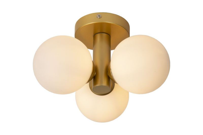 Lucide TRUDY - Flush ceiling light Bathroom - D28 cm - 3xG9 - IP44 - Matt Gold / Brass