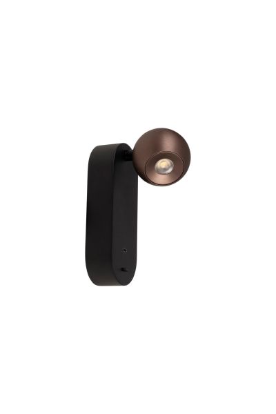 Lucide MONTANA - Wall light - LED - CCT - 1x6,3W 2700K/4000K - With USB charging point - Coffee - Premium